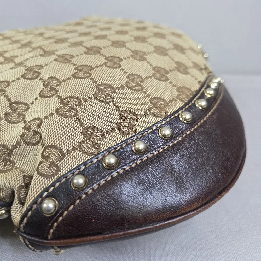 Gucci Beige Monogram Hobo Bag with Green-Red Stripe - Authenticated - Picture 9 of 16